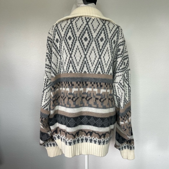 Vintage American Priority Knit Zip Sweater Geometric Southwestern Design XXL - Picture 14 of 16